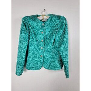Vintage Rickie Freeman Teri Jon Nites I.Magnin Silk Quilted Jacket Size 8 Green